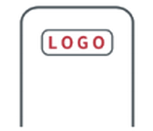 Line icon: boot-up logo on display