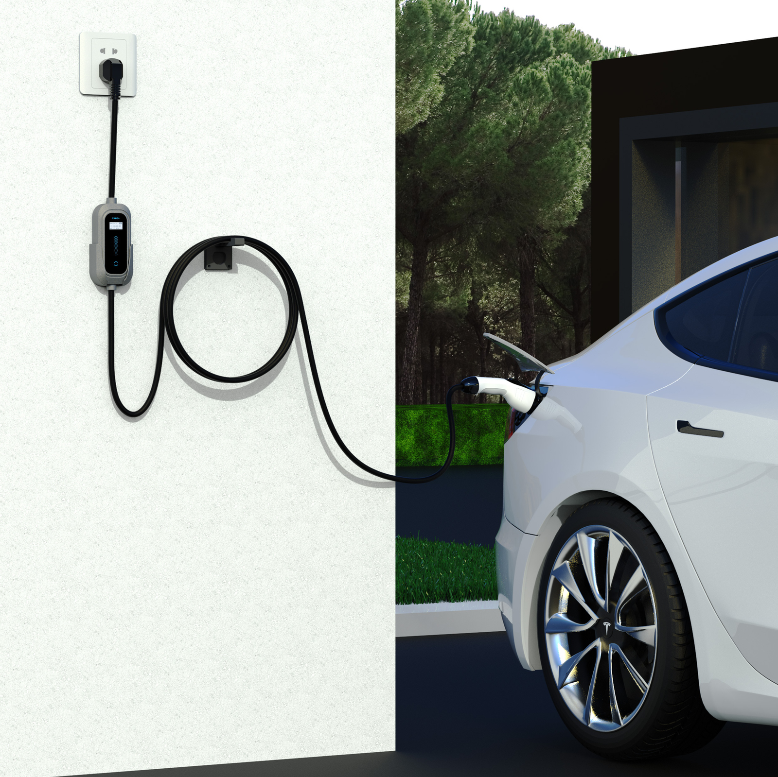 K05 K06 Portable EV Charging Gun with U-shaped flowing water light