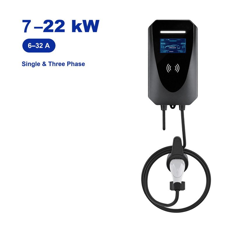 KM3-01 Wall-Mounted EV Charger, 7–22 kW with 4.3-inch LCD display