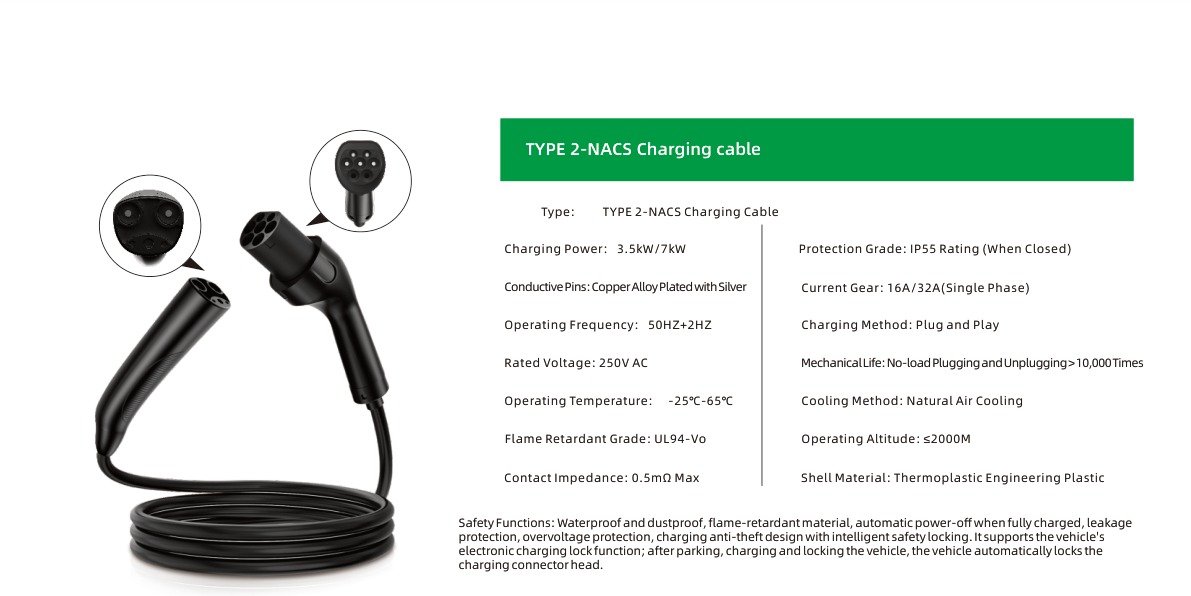 TYPE 2-NACS Charging cable Specifications